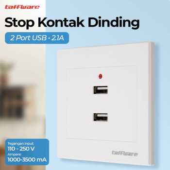 Gambar produk Taffware Stop Kontak Dinding 2 Port USB Wall Socket 2.0A - ES-USB-2