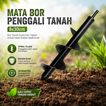 MPT Mata Bor Penggali Tanah Auger Spiral Drill Head Biopori - FG08