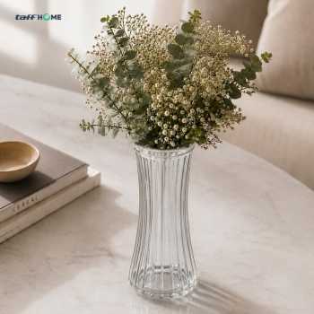 Gambar produk TaffHOME Vas Bunga Kaca Bening Estetik Vintage Glass Flower Vase - Y23 - 4