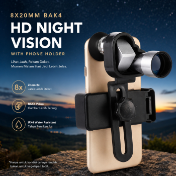 WDLH Teropong Monokular HD Night Vision 8x20mm BAK4 IPX4 with Clip - YD0375