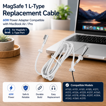 Gambar produk Nephy Kabel Charger Magsafe 1 L Type Replacement Cable Macbook Air/Pro 60W - AO20