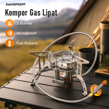 TaffSPORT Kompor Gas Portable Lipat Outdoor 3 Burner Camping Stove - WD68