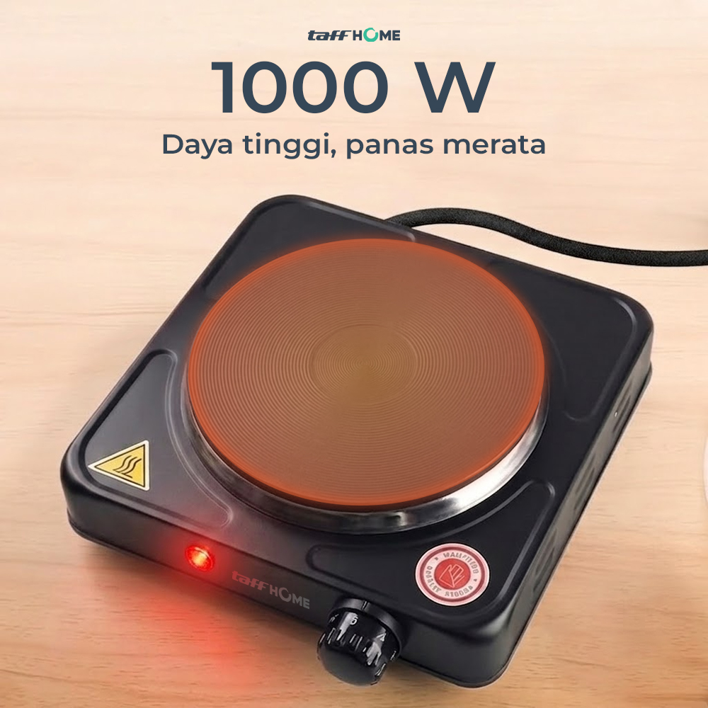 Gambar produk TaffHOME Kompor Listrik 1 Tungku Single Burner Warming Hot Plate 1000W - H1-1000-15 - 1