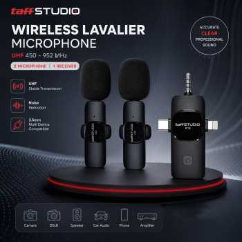 TaffSTUDIO UHF Wireless Lavalier Microphone Vlogger Live 3.5mm 3in1 - K15