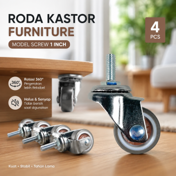 CASTRY Roda Kastor Furniture Soft Rubber Caster Wheel 1 Inch 4 PCS - C10