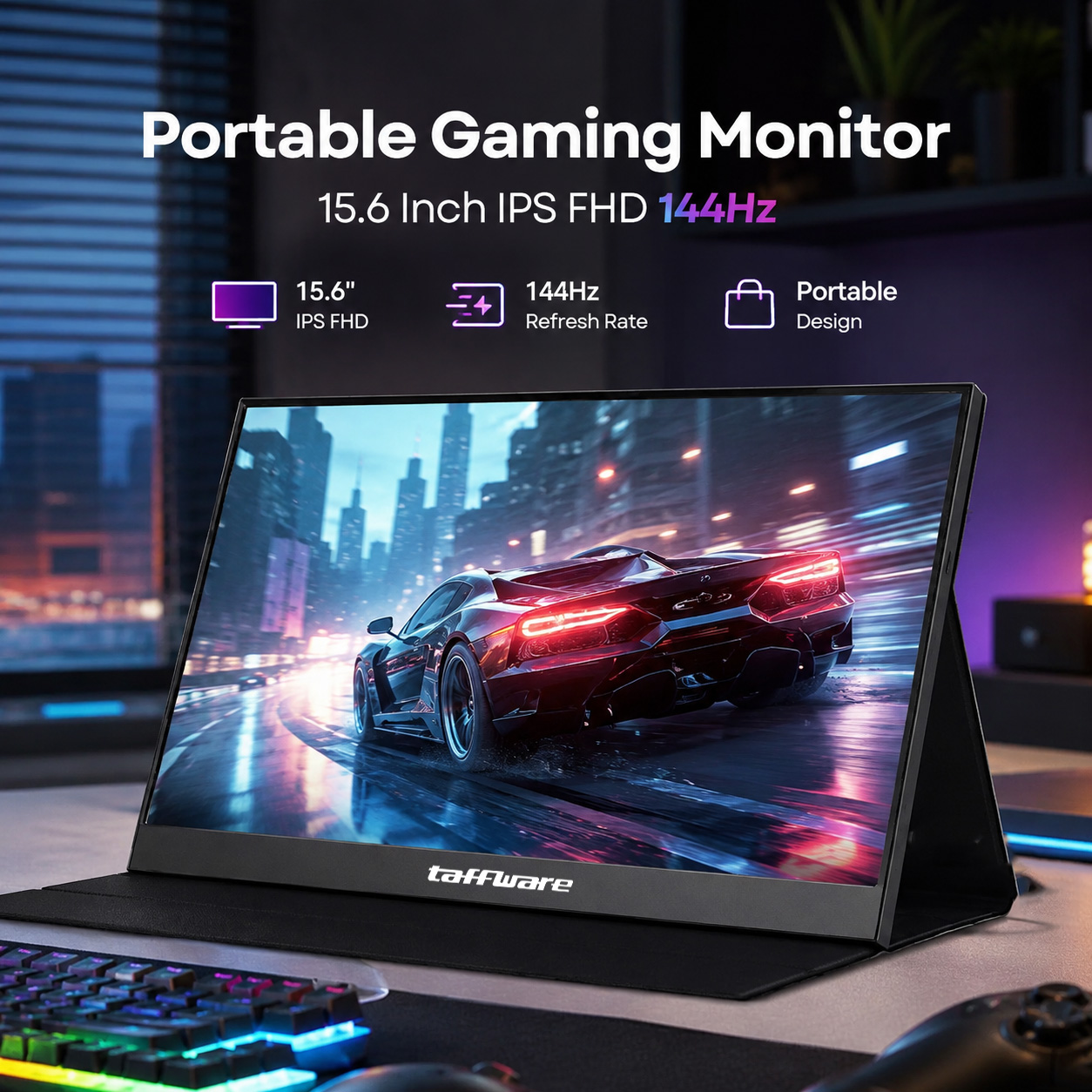 Gambar produk Taffware Portable Gaming Monitor 15.6 Inch IPS FHD 144Hz Type C - PP-14 - Utama