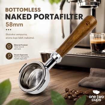 One Two Cups Bottomless Naked Portafilter Stainless Steel 58mm - E61