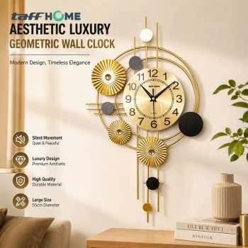 TaffHOME Jam Dinding Quartz Luxury Geometric BAOCE Movement 6168 55cm - 24119