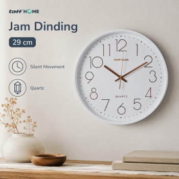 TaffHOME Jam Dinding Bulat Quartz Indoor Wall Clock Round Shape 29cm - MS30
