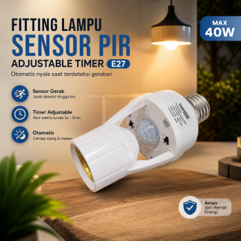 TaffLED Fitting Lampu Bohlam Sensor PIR Adjustable Timer 40W E27 - SP-200