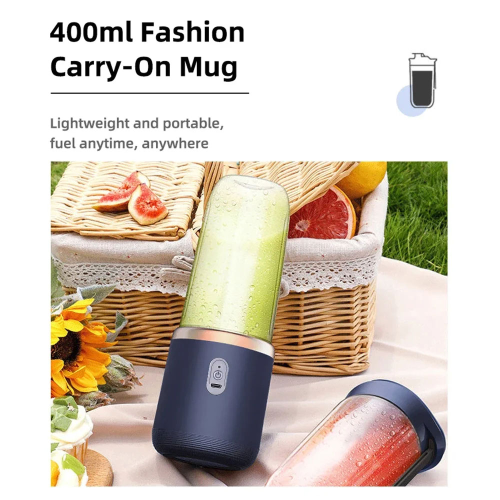 KAL Blender Portable Mini Juicer Buah 6 Pisau 40W 1200mAh 400ml - YE-07 Gambar produk KAL Blender Portable Mini Juicer Buah 6 Pisau 40W 1200mAh 400ml - YE-07 - 3