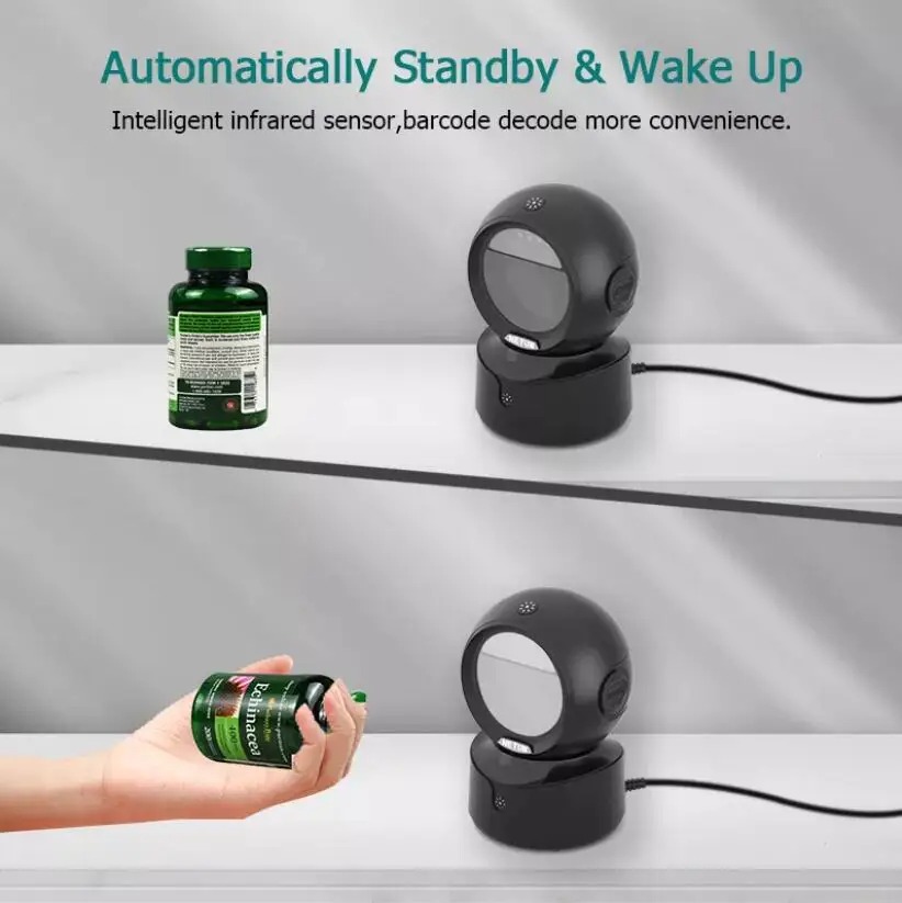 KEFFAR Barcode Scanner Desktop Omnidirectional Automatic Sensing 1D 2D - A5 Gambar produk KEFFAR Barcode Scanner Desktop Omnidirectional Automatic Sensing 1D 2D - A5 - 2