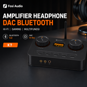 Fosi Audio Amplifier Headphone Hi-Fi Gaming DAC Bluetooth LCD Display - K7