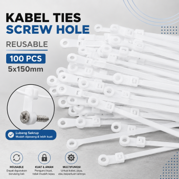 TaffGUARD Kabel Ties Zip Screw Hole Cable Reusable 100 PCS - Z150