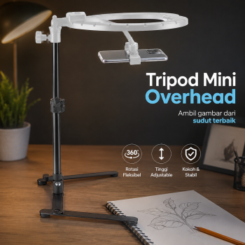 Tebru Tripod Mini Kamera Portable Adjustable Overhead 1/4 Monopod - TB10
