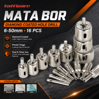 Taffware Mata Bor Diamond Coated Hole Drill Bit 6-50mm 16 PCS - DK650