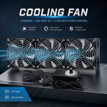 CIXIKEJI Cooling Fan Chassis Cabinet 2700RPM 100-240V EU with Knob - CX12025B12H