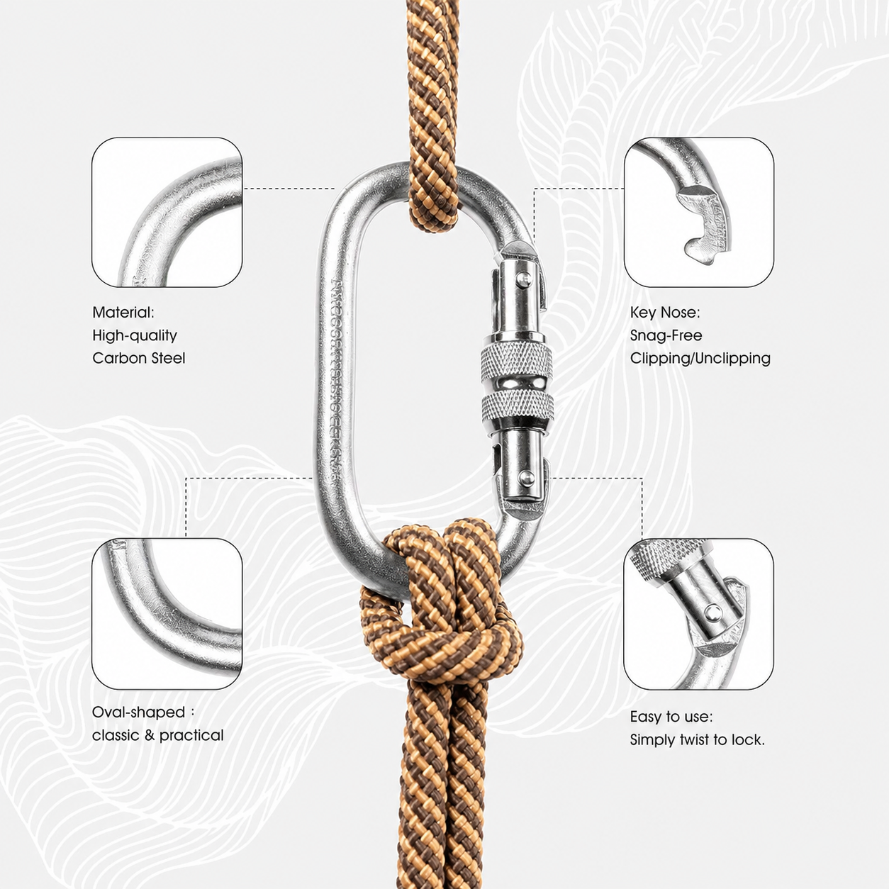 BYANG Karabiner Gantungan Carabiner Panjat Tebing O Type Oval 25kN - Y30 Gambar produk BYANG Karabiner Gantungan Carabiner Panjat Tebing O Type Oval 25kN - Y30 - 1