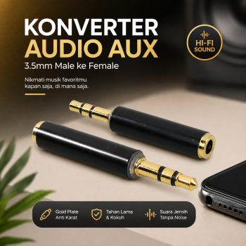 Gambar produk OLLIVAN Konverter Audio AUX 3.5mm TRS Male to Female 1 PCS - AV119