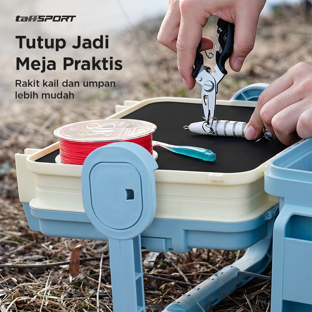 Gambar produk TaffSPORT Kotak Perkakas Pancing Fishing Tackle Box with Rod Holder 12L - JF-30 - 2