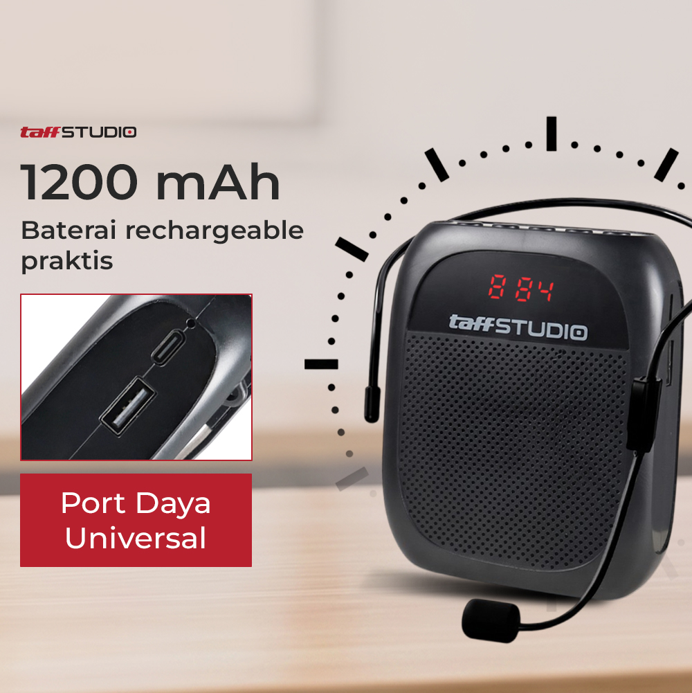 Gambar produk TaffSTUDIO Speaker Pinggang Penguat Suara Bluetooth LED TF Card 10W - YW-166U - 4