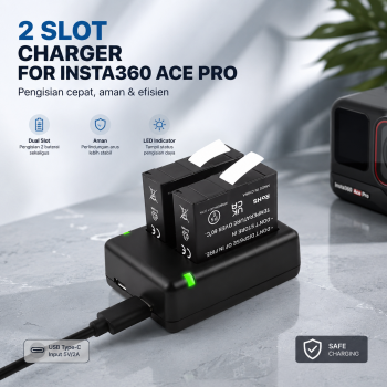 Gambar produk RingTeam Charger Baterai Kamera Aksi Insta360 Ace Pro LED 2 Slot - RT-001