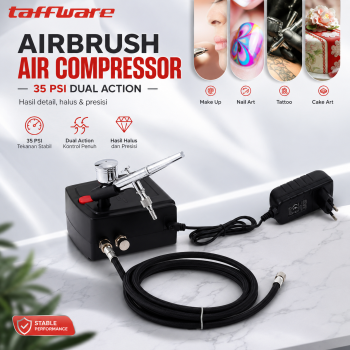 Gambar produk Taffware Airbrush Air Compressor Tatto Nail Art 35 PSI Dual Action - T-100