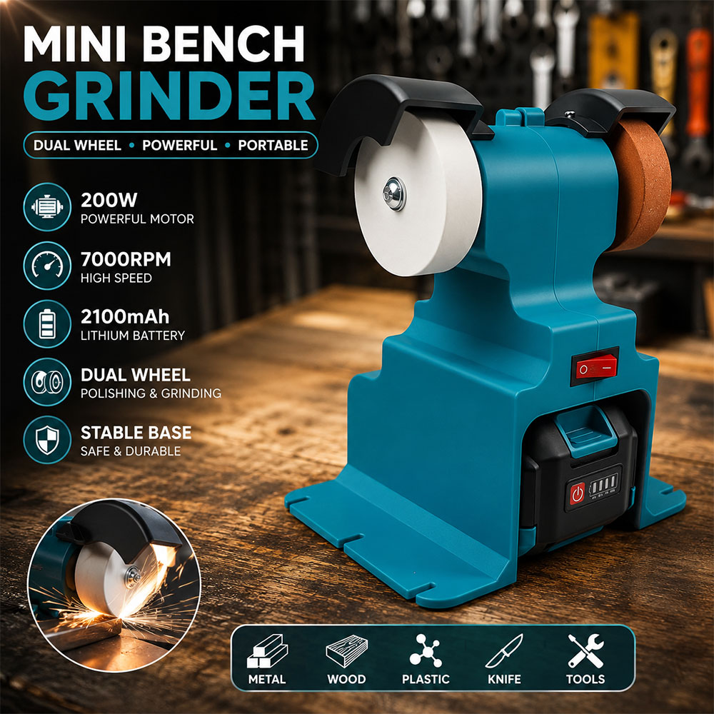Fa Mesin Gerinda Meja Mini Polishing Dual Wheel Cordless 200W 2100mAh - BG-400D Gambar produk Fa Mesin Gerinda Meja Mini Polishing Dual Wheel Cordless 200W 2100mAh - BG-400D - Utama
