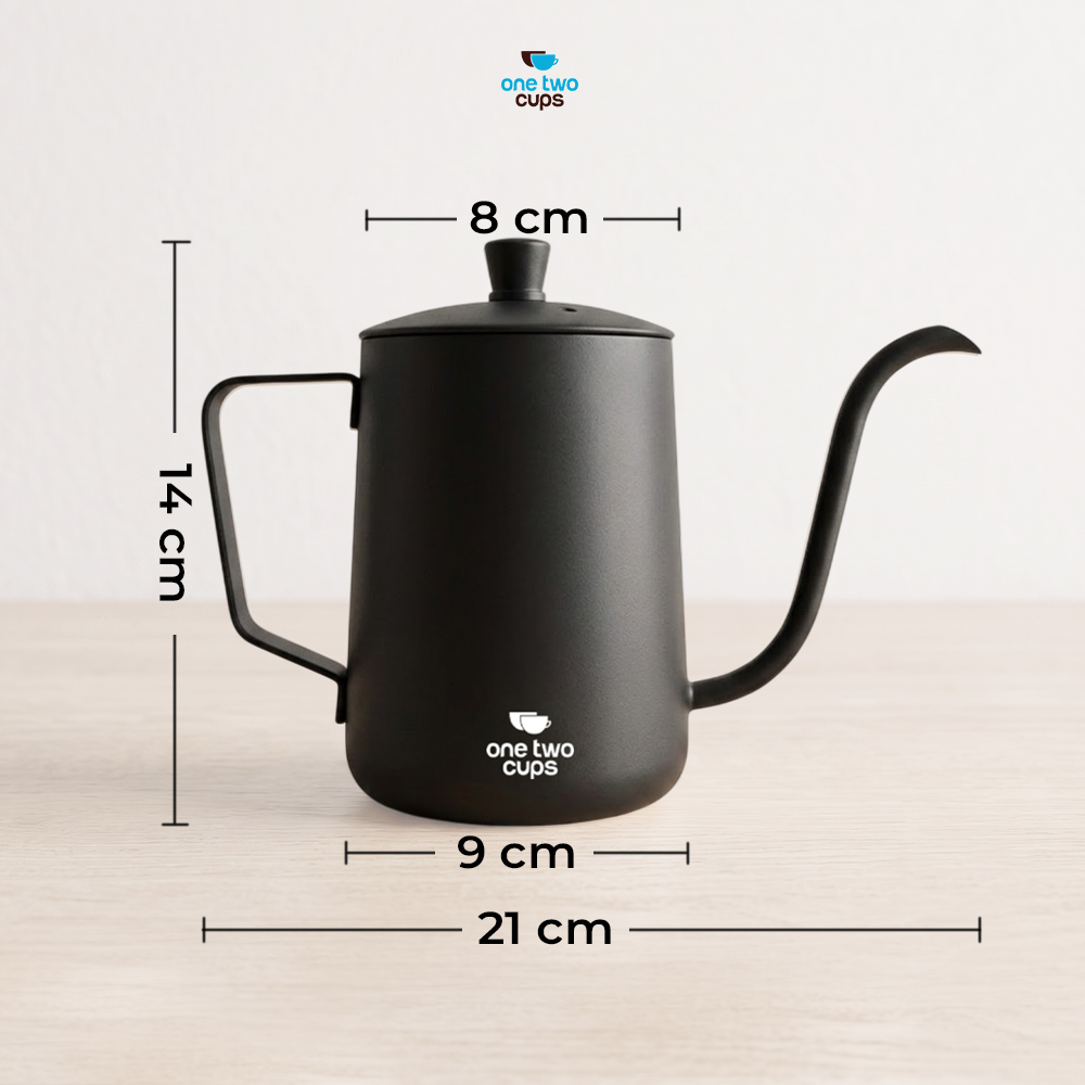 One Two Cups Teko Kopi Leher Angsa Gooseneck Pour Over Drip Kettle 600ml - HS-52 Gambar produk One Two Cups Teko Kopi Leher Angsa Gooseneck Pour Over Drip Kettle 600ml - HS-52 - 8