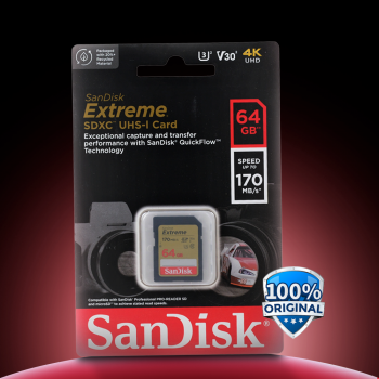 Gambar produk SanDisk Extreme SDXC UHS-I Card V30 U3 Class 64GB-SDSDXV2-064G - SDSDXV