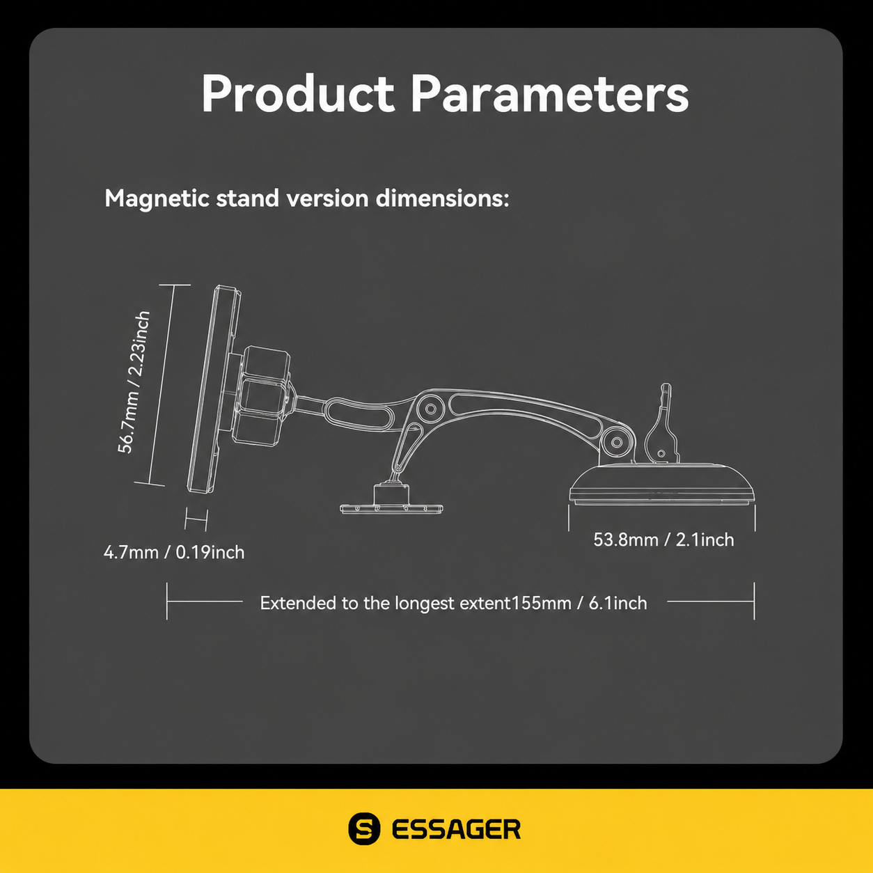 Gambar produk ESSAGER Holder HP Mobil Magnetic N52 360 Rotation Car Phone Holder - ES-ZJ40 - 6