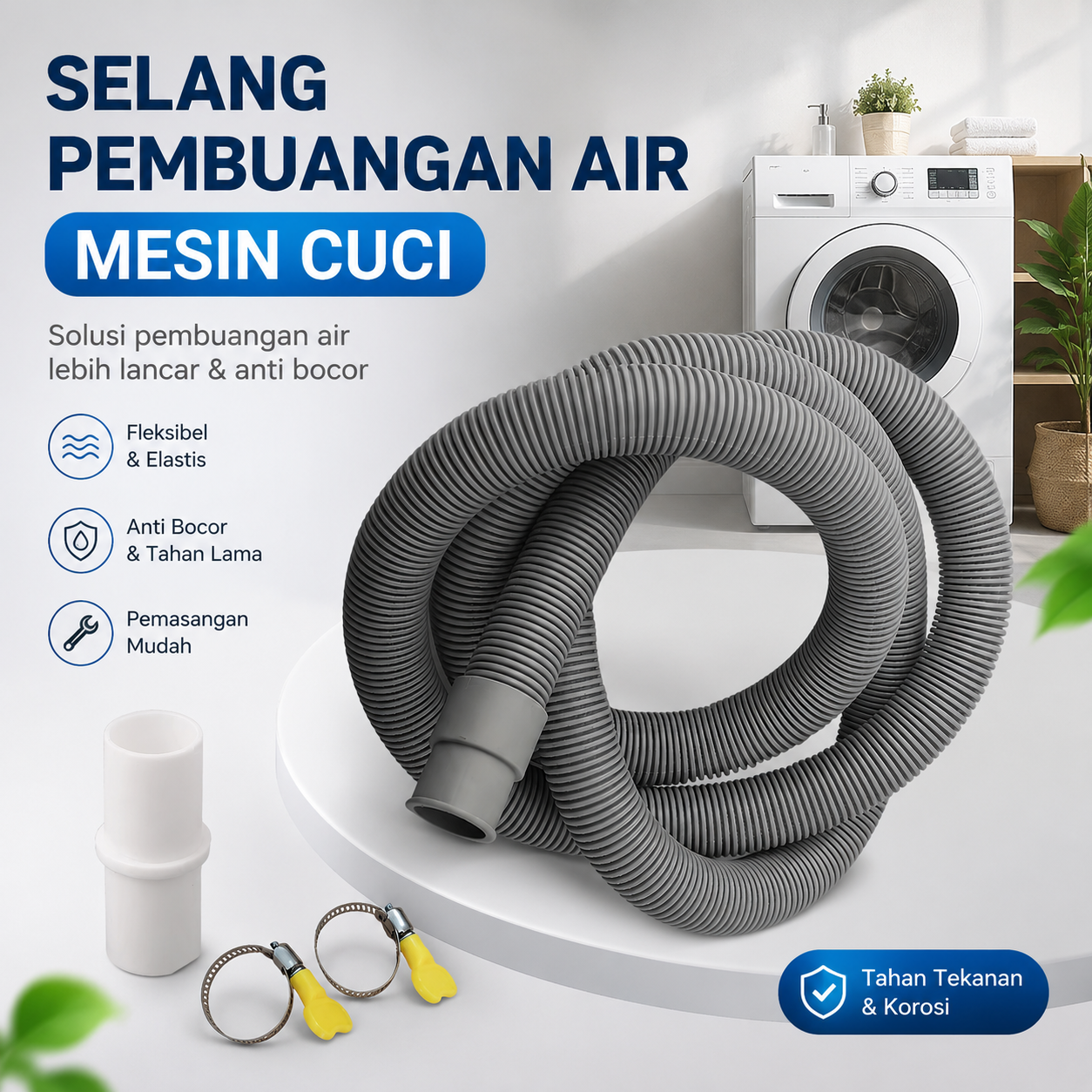TaffHOME Selang Pembuangan Air Mesin Cuci Water Outlet Pipe Hose 80cm - YPP Gambar produk TaffHOME Selang Pembuangan Air Mesin Cuci Water Outlet Pipe Hose 80cm - YPP - Utama