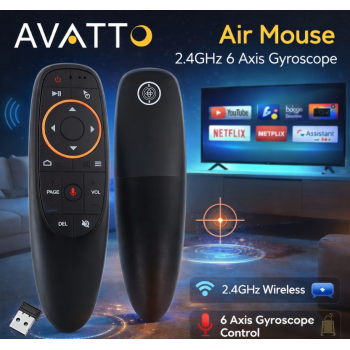 Gambar produk AVATTO Air Mouse Wireless 2.4GHz 6 Axis Gyroscope Voice Remote Control - G10