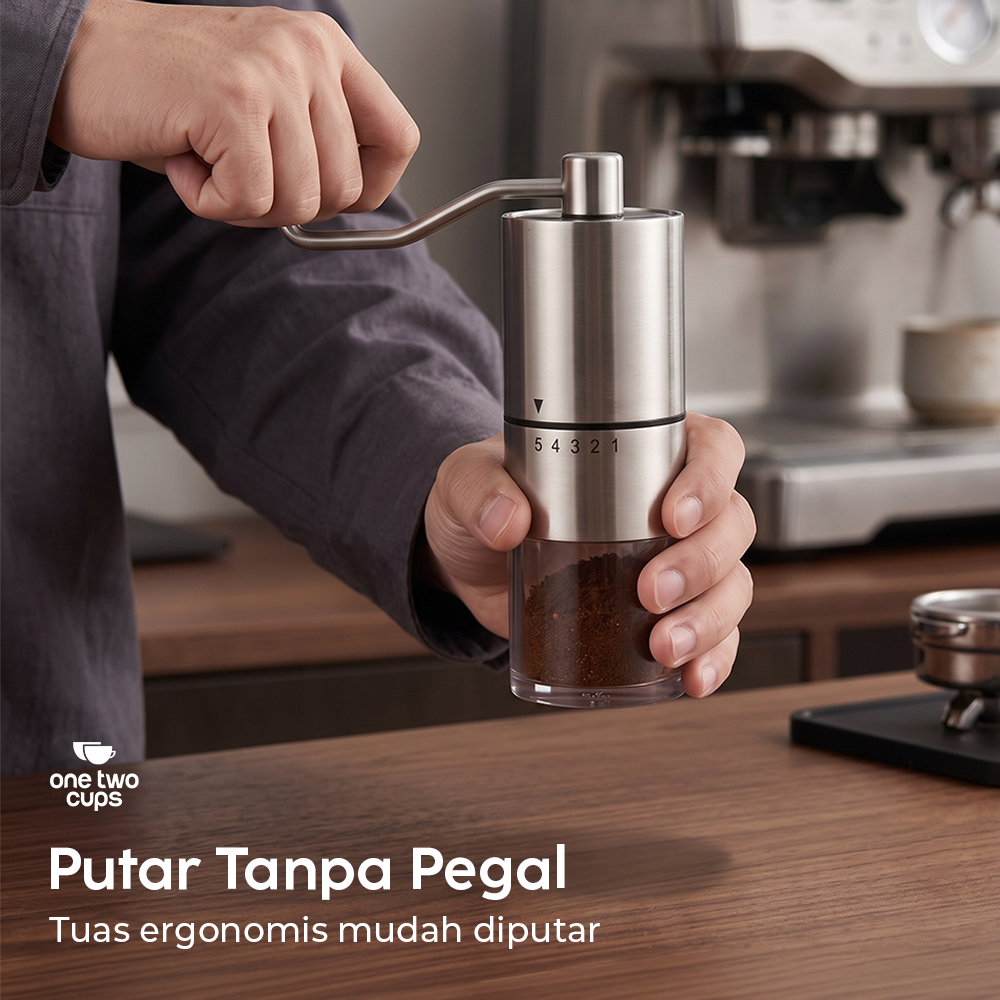 One Two Cups Penggiling Kopi Manual Coffee Grinder Adjustable Portable - D-11 Gambar produk One Two Cups Penggiling Kopi Manual Coffee Grinder Adjustable Portable - D-11 - 3