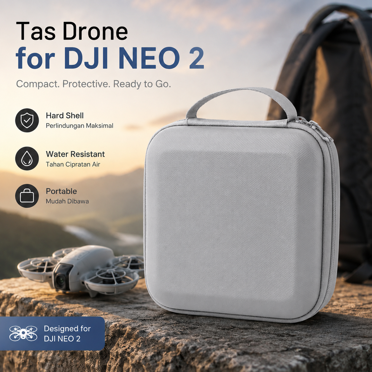 UAVA Tas Drone Waterproof PU Leather Storage Bag for DJI NEO 2 - UVN-220