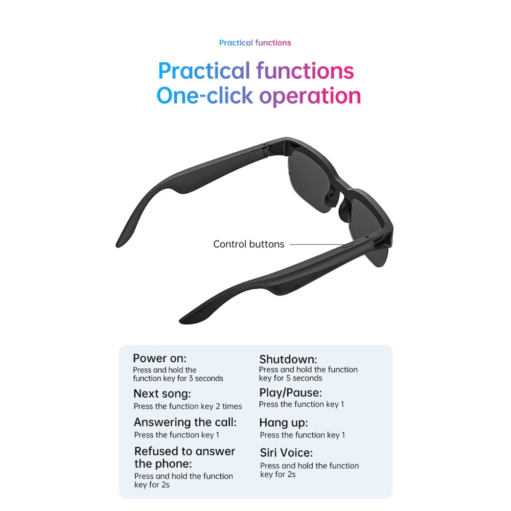 Gambar produk COTAUL Kacamata Bluetooth Headset AI Translation Smart Glasses IPX4 - XG89AI - 6