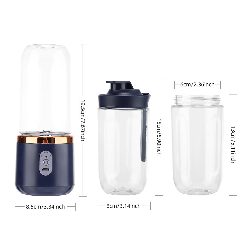 KAL Blender Portable Mini Juicer Buah 6 Pisau 40W 1200mAh 400ml - YE-07 Gambar produk KAL Blender Portable Mini Juicer Buah 6 Pisau 40W 1200mAh 400ml - YE-07 - 8