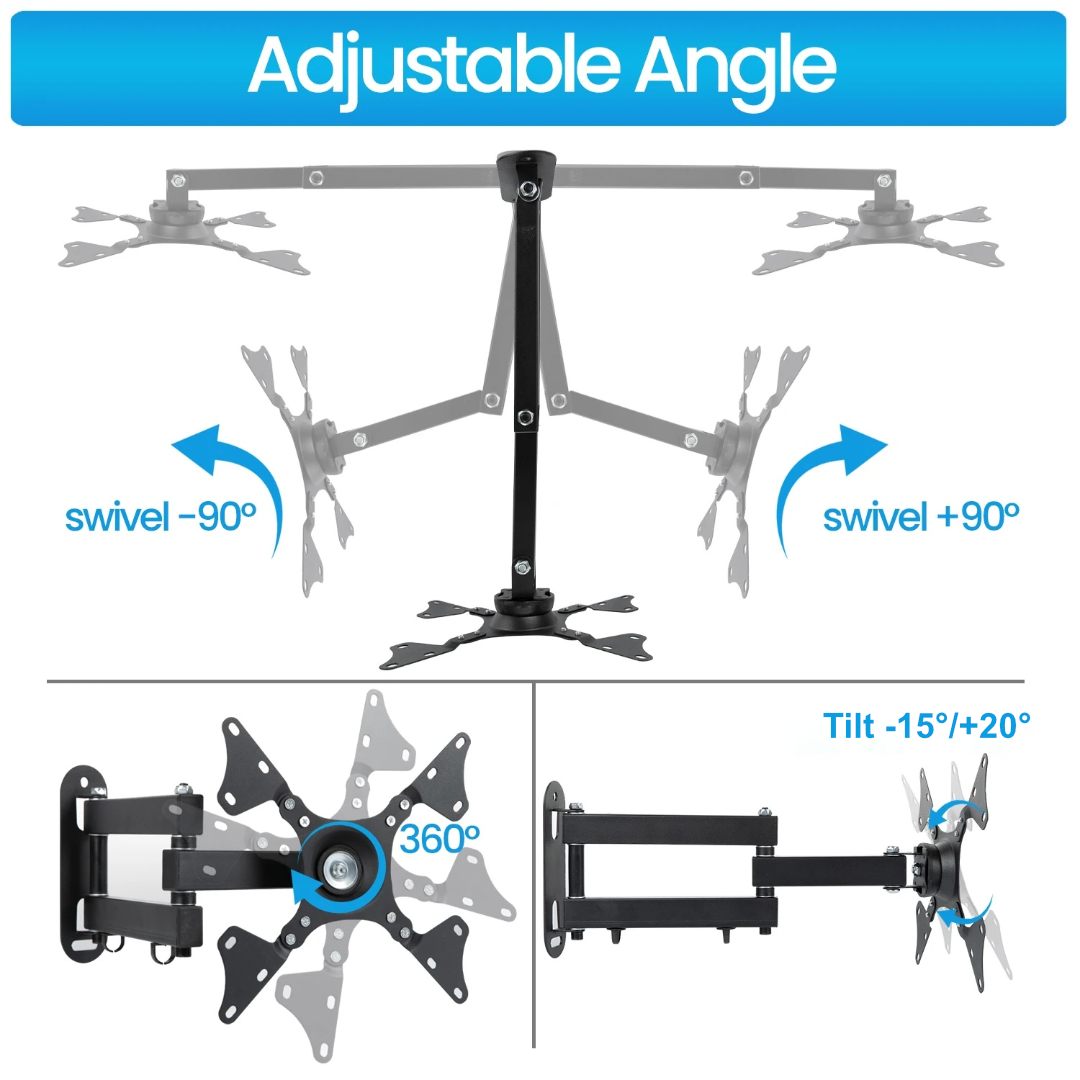 ALROTA Bracket TV Dinding 360 Degree Rotate VESA 200x200 14-32 Inch - DKE-S32 Gambar produk ALROTA Bracket TV Dinding 360 Degree Rotate VESA 200x200 14-32 Inch - DKE-S32 - 2