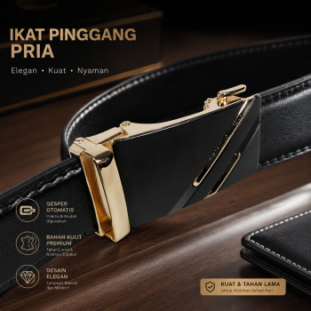 Gambar produk MEDYLA Ikat Pinggang Pria Kulit PU Premium Auto Buckle Gesper Metal Model 2 - AA7900