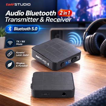 Gambar produk TaffSTUDIO Audio Bluetooth 5.0 2in1 Transmitter & Receiver 3.5mm - KN321