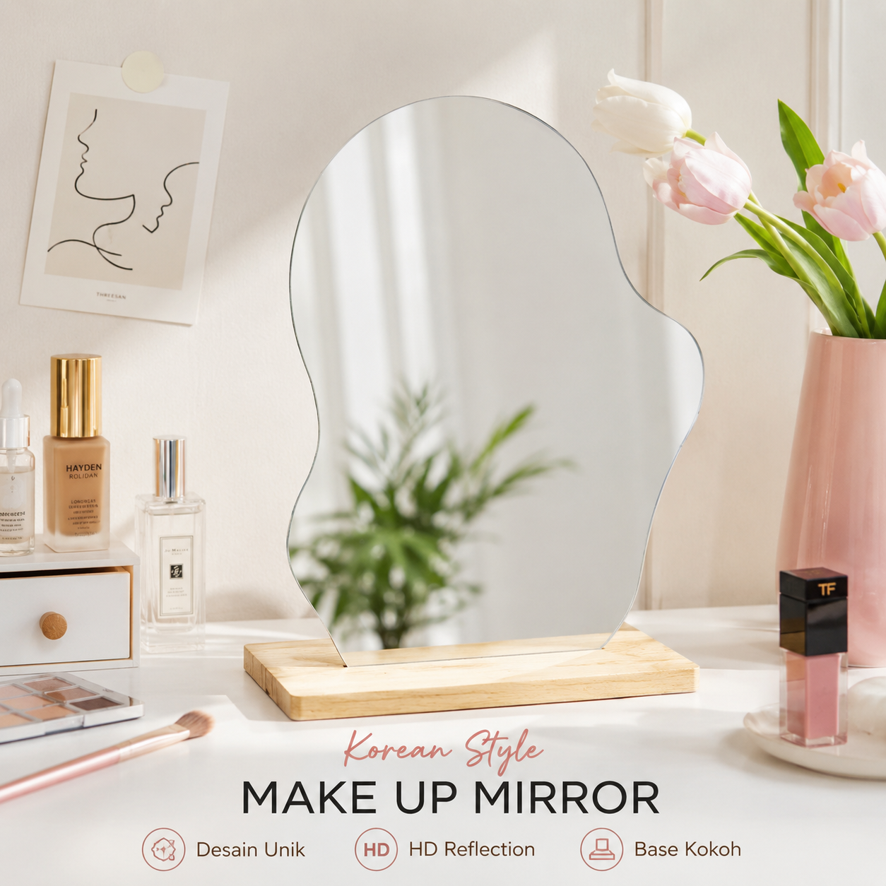 SIMP Cermin Make Up Dekorasi Korean Style Mirror Irregular D - SI217 Gambar produk SIMP Cermin Make Up Dekorasi Korean Style Mirror Irregular D - SI217 - Utama