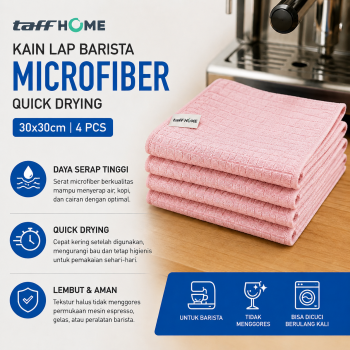 TaffHOME Kain Lap Barista Microfiber Quick Drying 30x30cm 4 PCS - W-36P