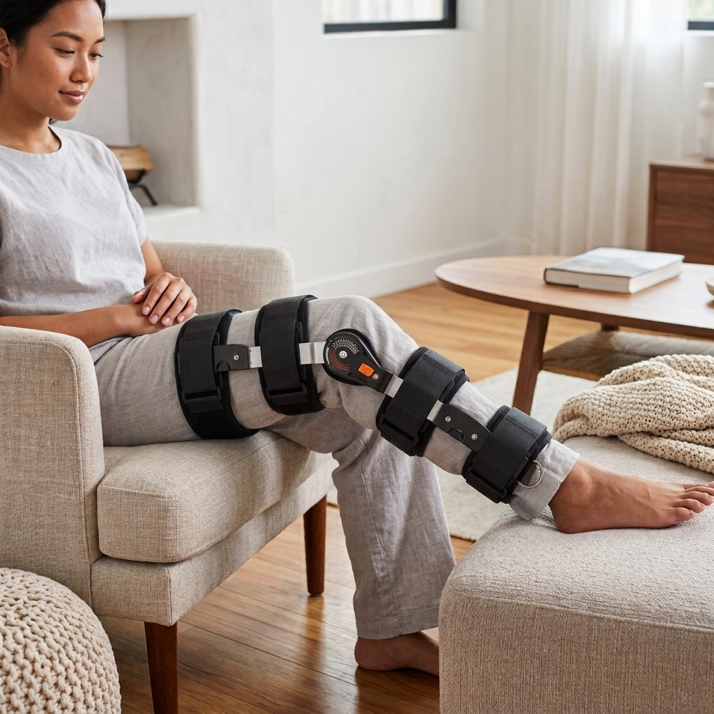 Januel Alat Terapi Kaki Adjustable Knee Joint Brace Sprain Protection - Jn08 Gambar produk Januel Alat Terapi Kaki Adjustable Knee Joint Brace Sprain Protection - Jn08 - 4