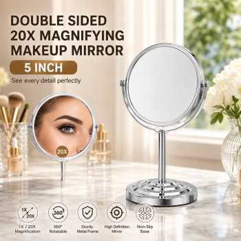 Cermin Make Up Double Sided 20X Magnifying Mirror Standing - HZJ-045