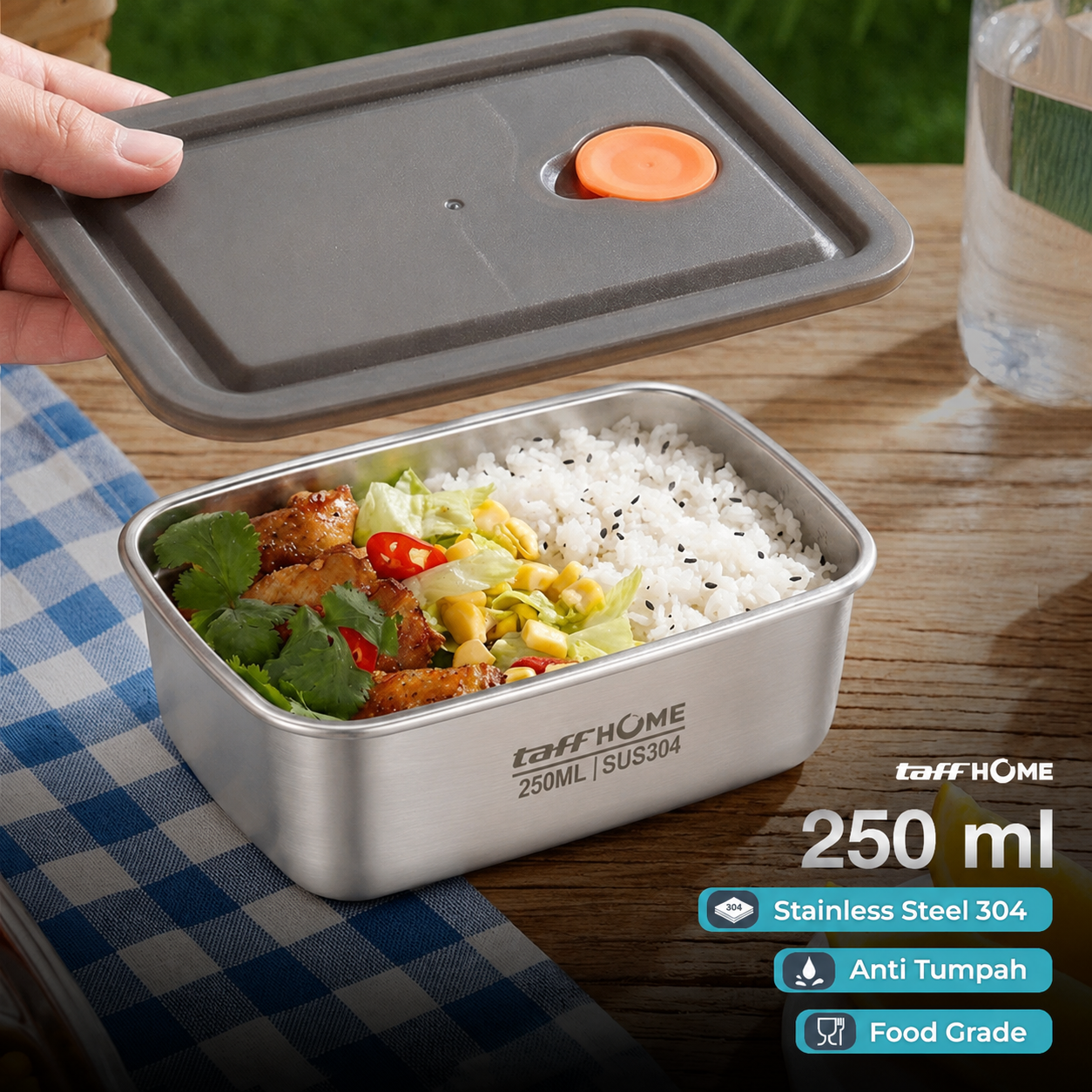 TaffHOME Kotak Makan Lunch Box Multifunction Stainless Steel 304 250ml - AC-21 Gambar produk TaffHOME Kotak Makan Lunch Box Multifunction Stainless Steel 304 250ml - AC-21 - Utama