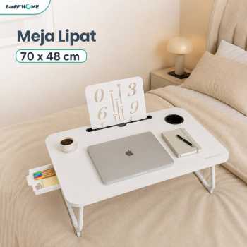 TaffHOME Meja Lipat Laptop Foldable Bed Table with Drawer Cup Holder - BC67