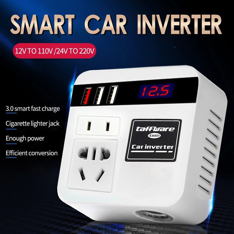Taffware Power Inverter Mobil DC to DC 12/24V to 110/220V 100W - EA851 Gambar produk Taffware Power Inverter Mobil DC to DC 12/24V to 110/220V 100W - EA851 - Utama