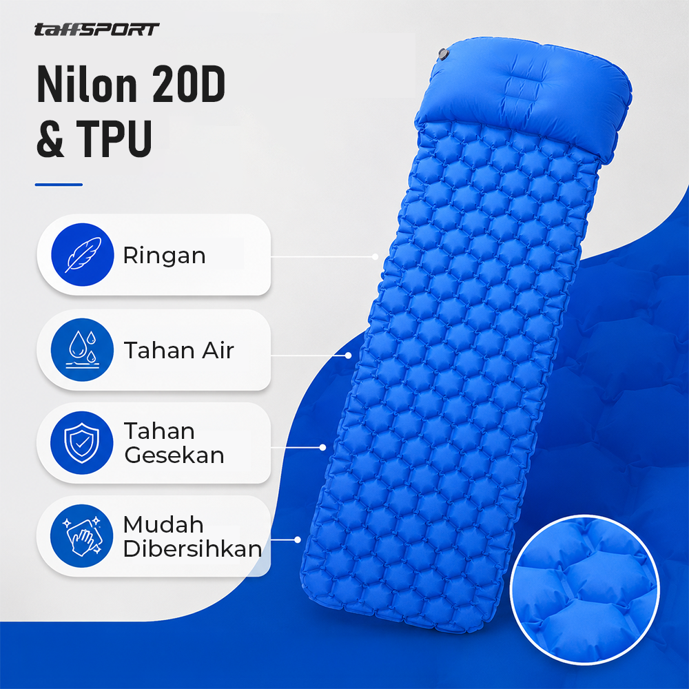 Gambar produk TaffSPORT Kasur Matras Angin Manual Sleeping Pad Waterproof Single - SB-10 - 1