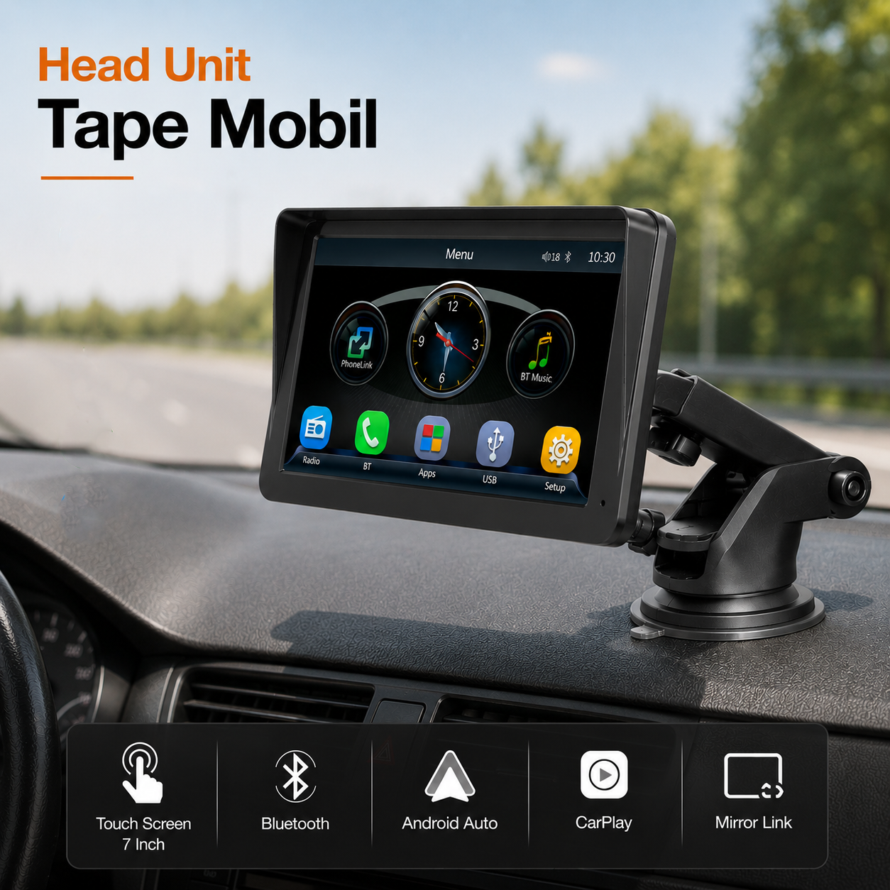 BQCC Head Unit Tape Mobil MP5 Bluetooth CarPlay Android Auto 7 Inch - B5300 Gambar produk BQCC Head Unit Tape Mobil MP5 Bluetooth CarPlay Android Auto 7 Inch - B5300 - Utama