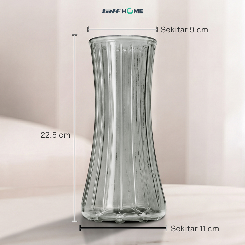 Gambar produk TaffHOME Vas Bunga Kaca Bening Estetik Vintage Glass Flower Vase - Y23 - 8